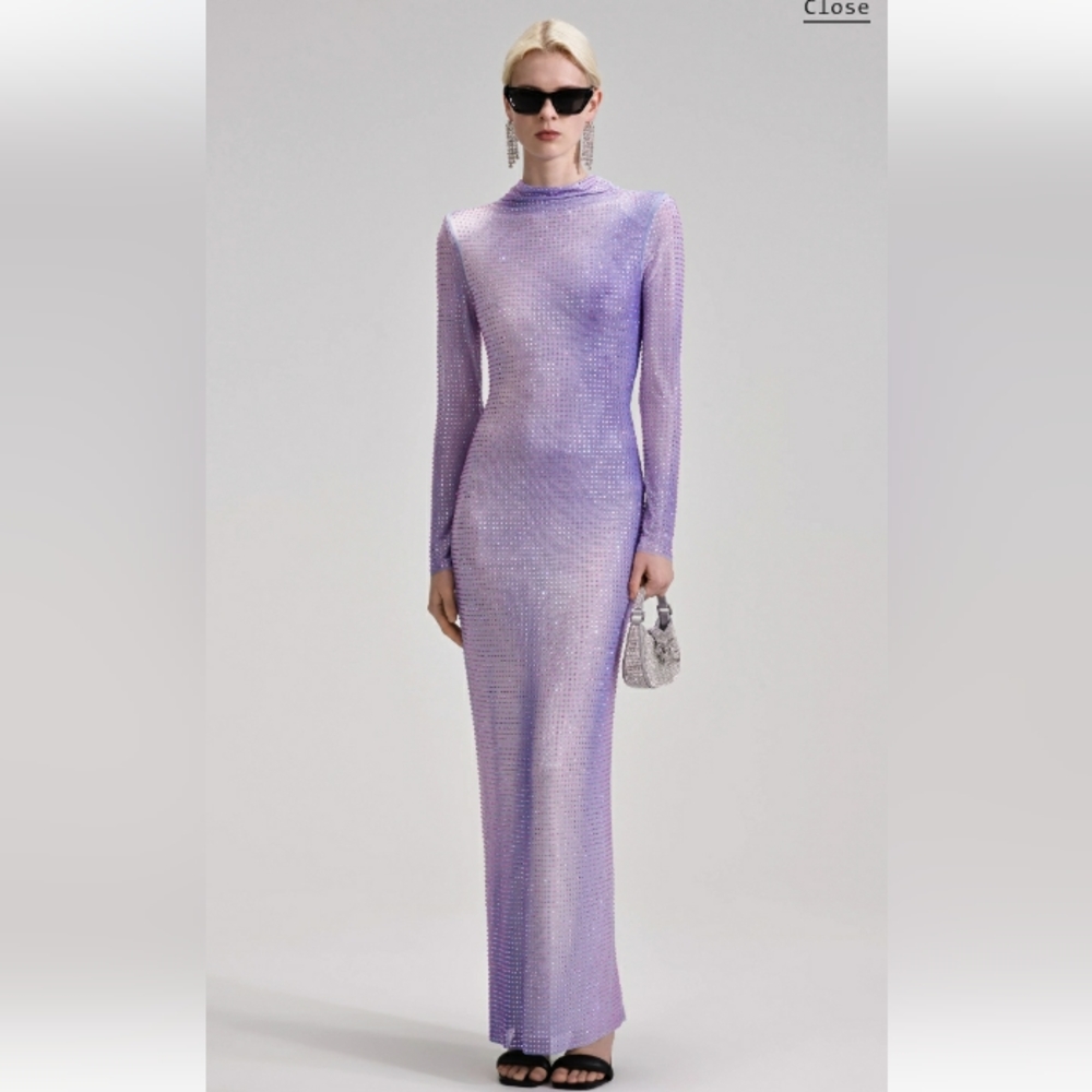 Self-Portrait Lilac Contour Print Maxi Dress in US Size 2